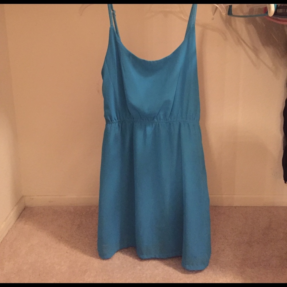 Blue open back dress