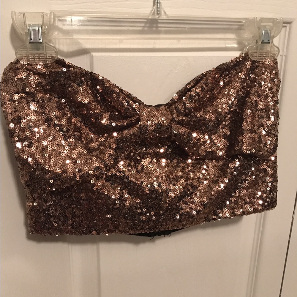 Charlotte Russe Gold Sequin Crop Top