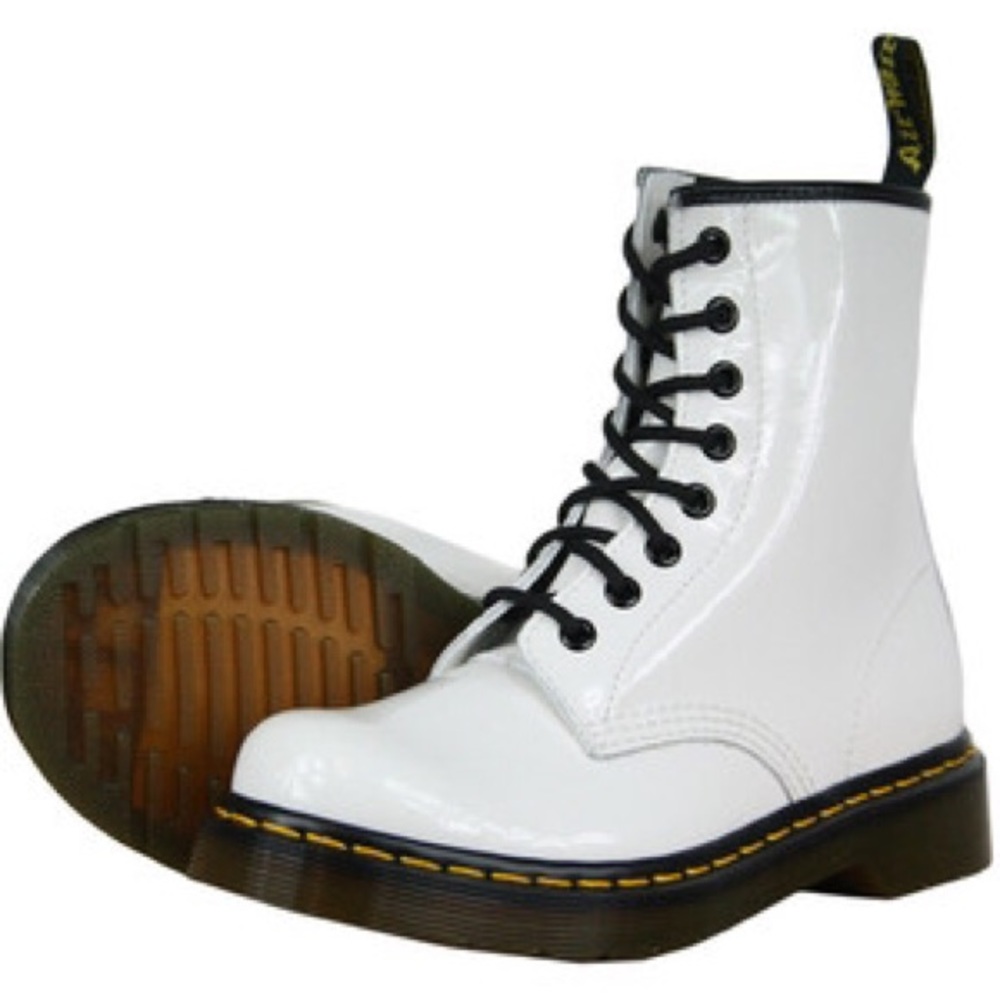 White Dr Marten Patent leather boots