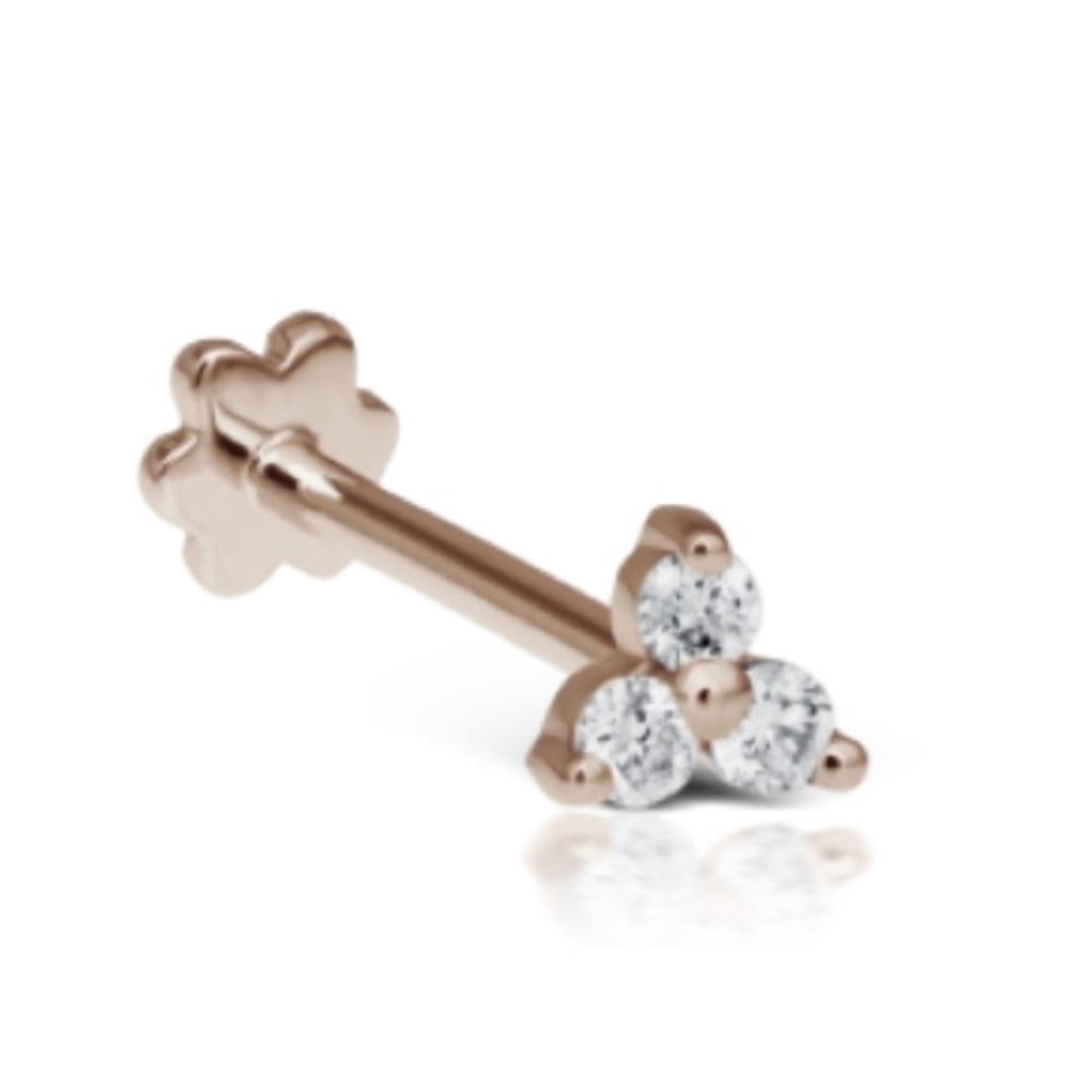 14k Rose Gold and Diamond Threaded Stud