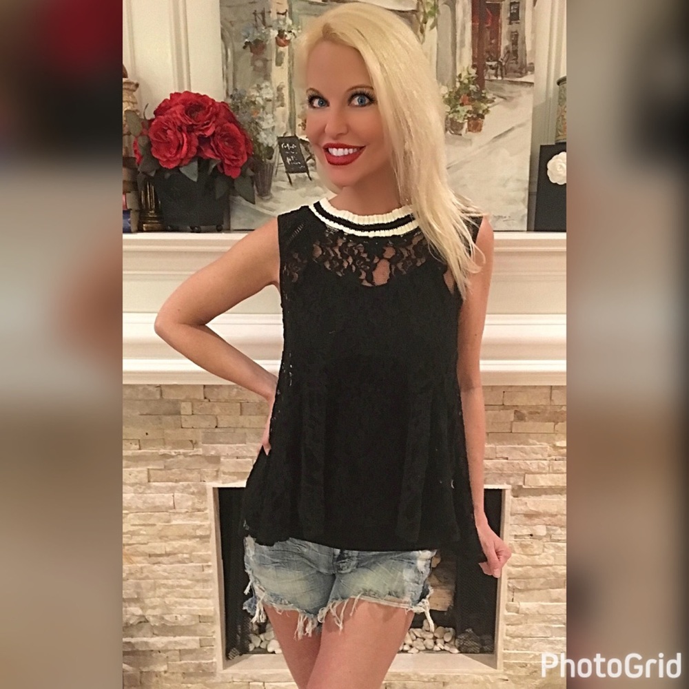 LAST 1❤️Adorable varsity lace preppy boho top! - Picture 5 of 6