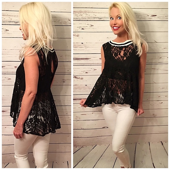 LAST 1❤️Adorable varsity lace preppy boho top! - Picture 3 of 6