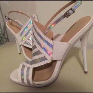 White and reflective Gwen Stefani heel
