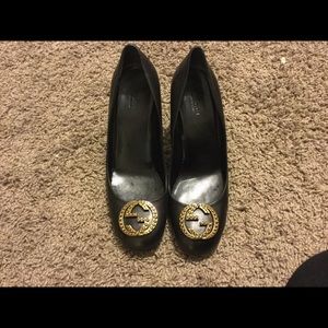 Gucci Nappa Charlotte Black Pumps Sz 10