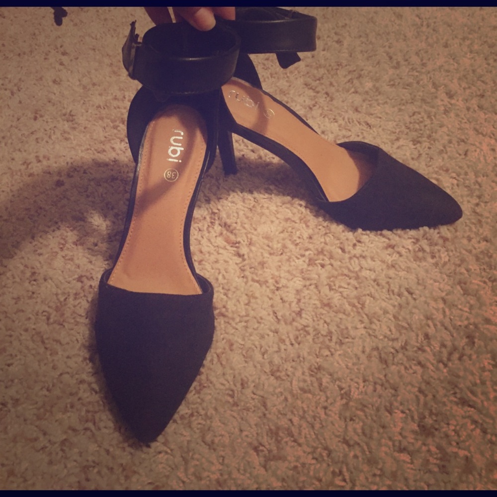 Black ankle strap high heels