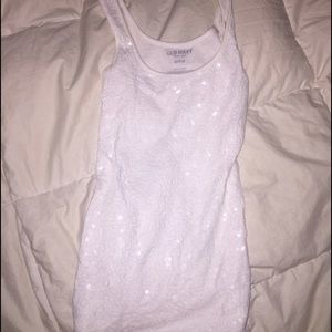 White shimmer tank top