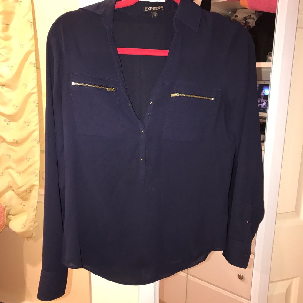 Express navy button down