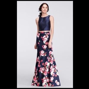 Two-piece navy blue prom dress size 4