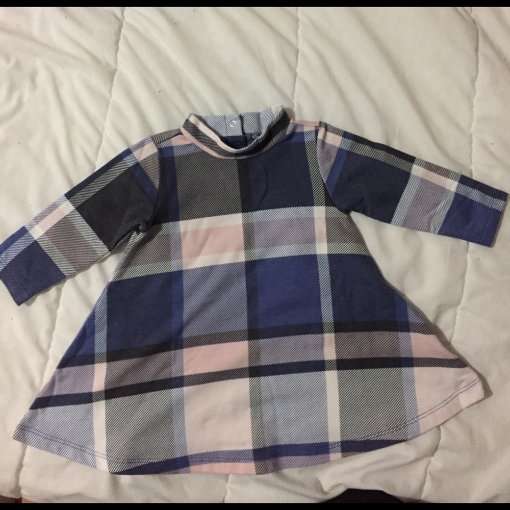 Toddler pink/blue plaid dress