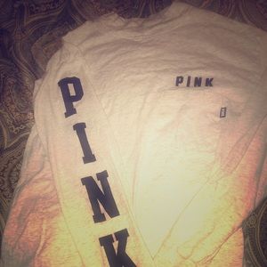 XS PINK long sleeve campus mock neck tshirt