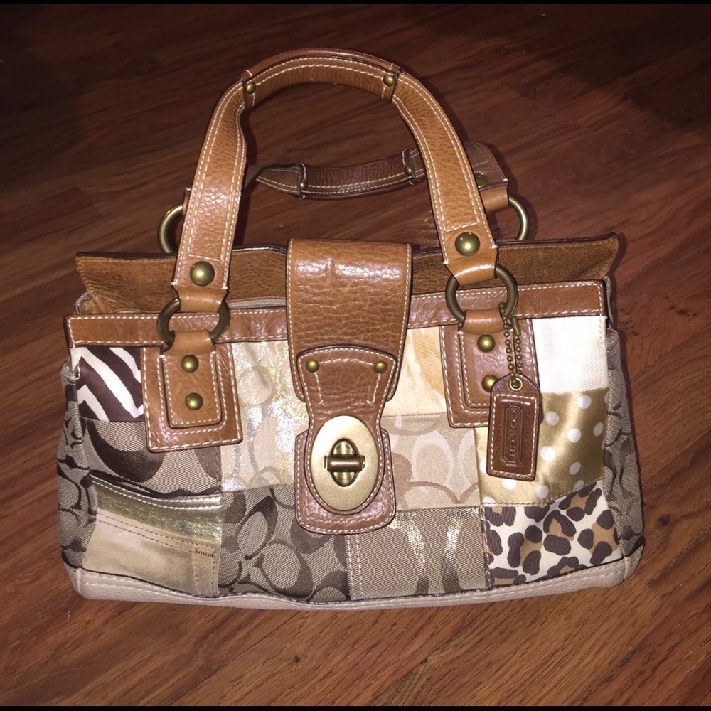 Coach patched shoulder bag