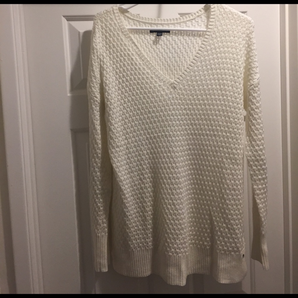 White knit sweater