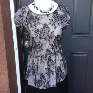 H&M Peplum Lace Top with Zipper Back