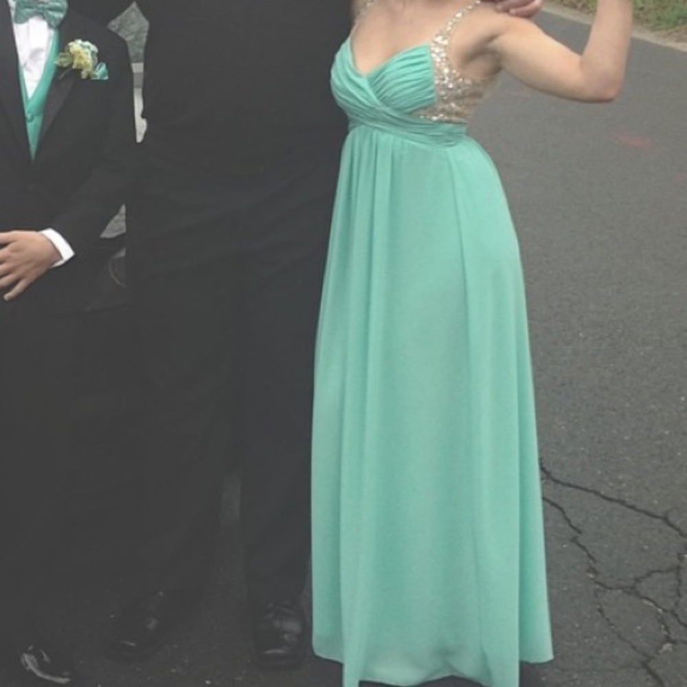 Turquoise Prom Dress - Picture 2 of 4