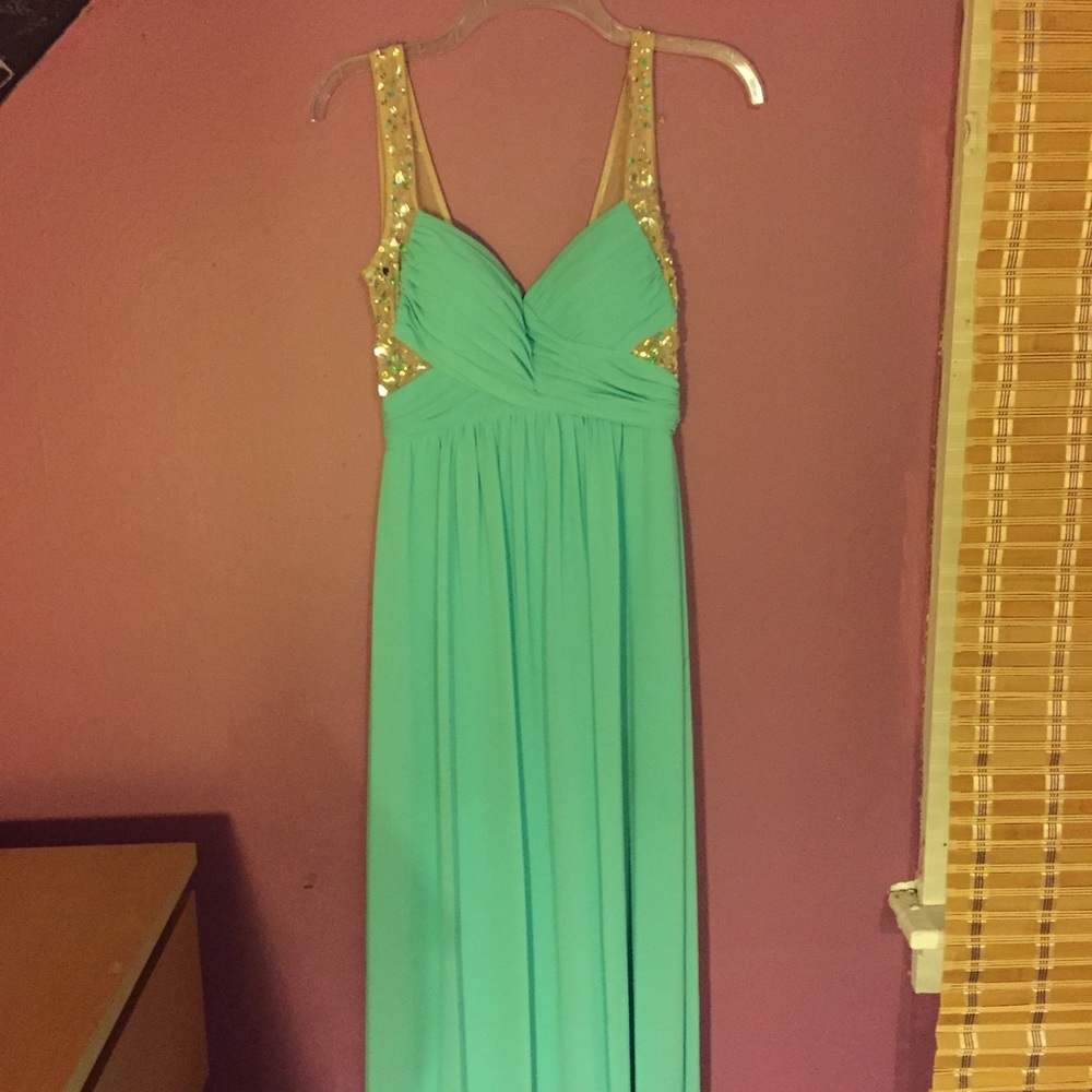 Turquoise Prom Dress - Picture 3 of 4