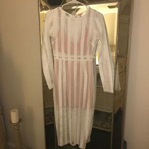 WHITE MIDI OVERLAY DRESS