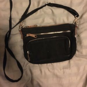 Black canvas crossbody bag