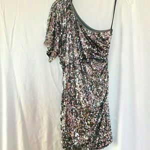 One shoulder sequin dress