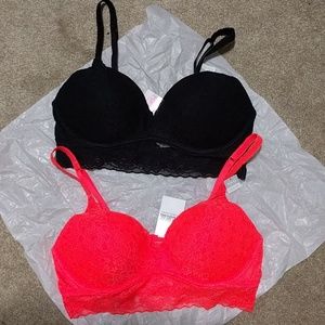 2 Victoria's secret lace, padded bralettes