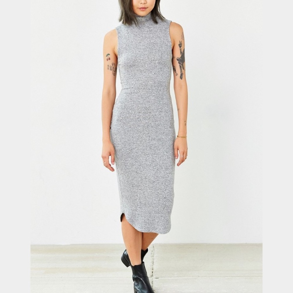 mock neck midi dress