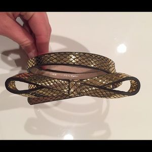 Lodis | Audrey Skinny Leather Bow Belt in Gold 🎀