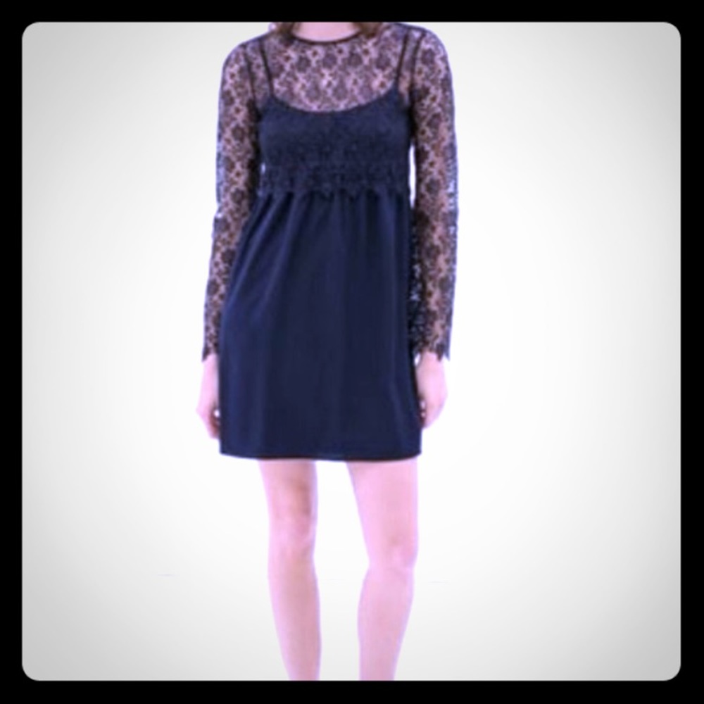 Zara Mod Crochet Navy blue Dress