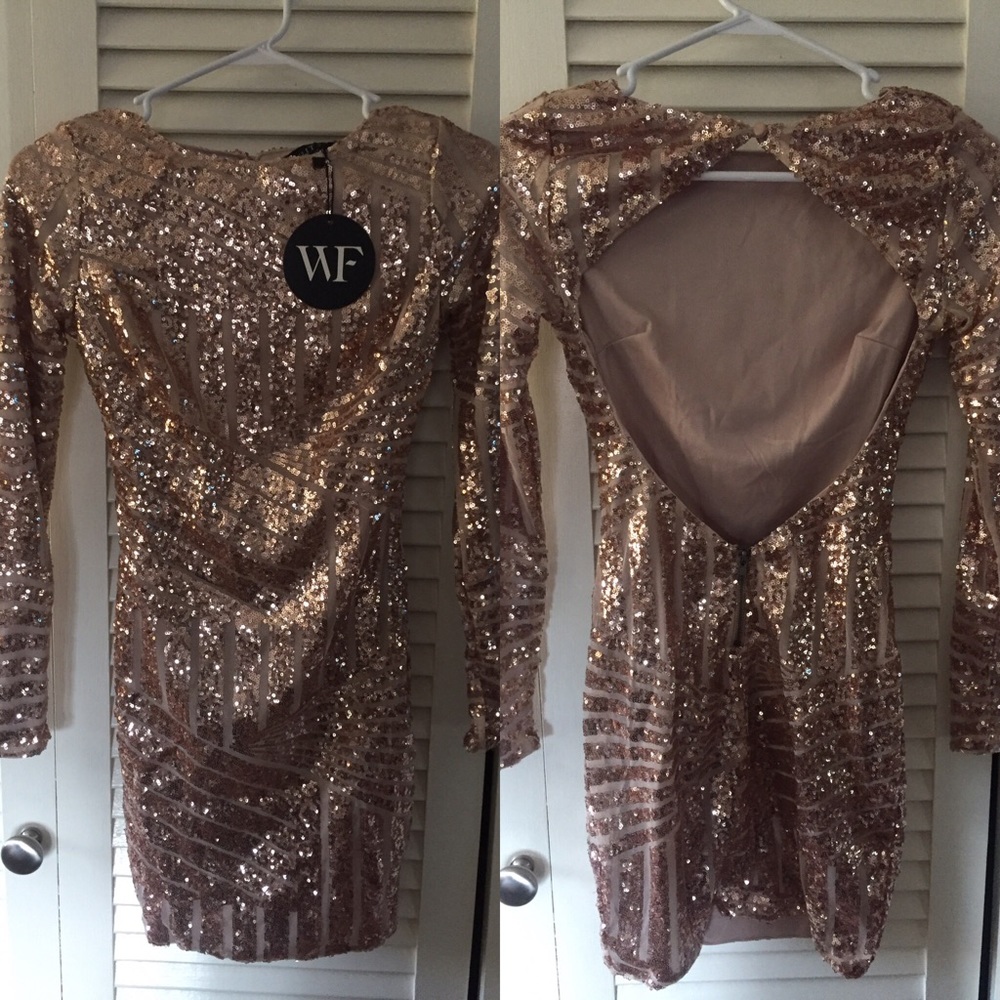 Rose gold sequin dress