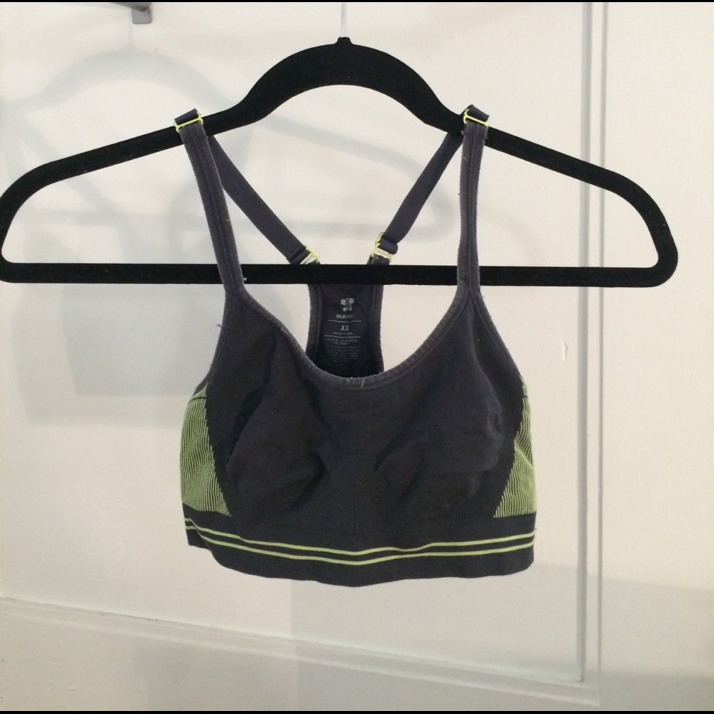 Grey and lime sports bra