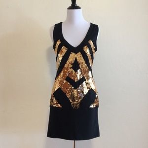 SALE! Gold sequin deep v-neck dress