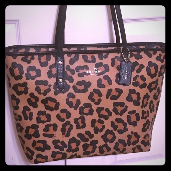 Coach Handbags - Coach tan ocelot print shoulder tote