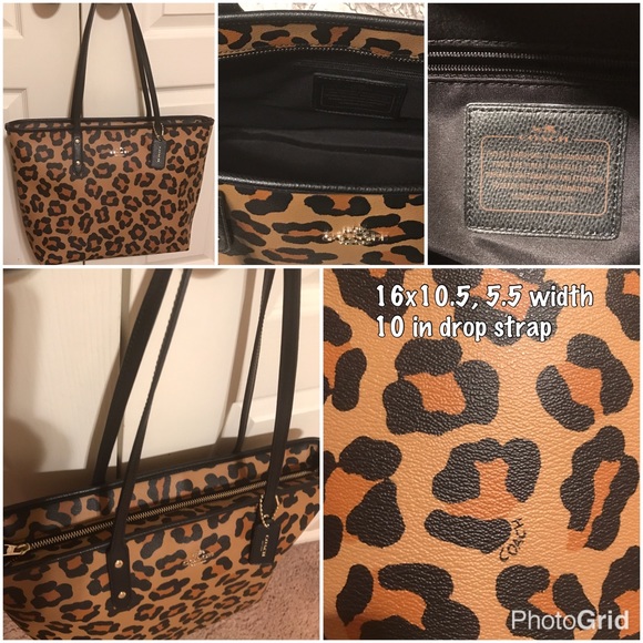 Coach tan ocelot print shoulder tote - Picture 2 of 2