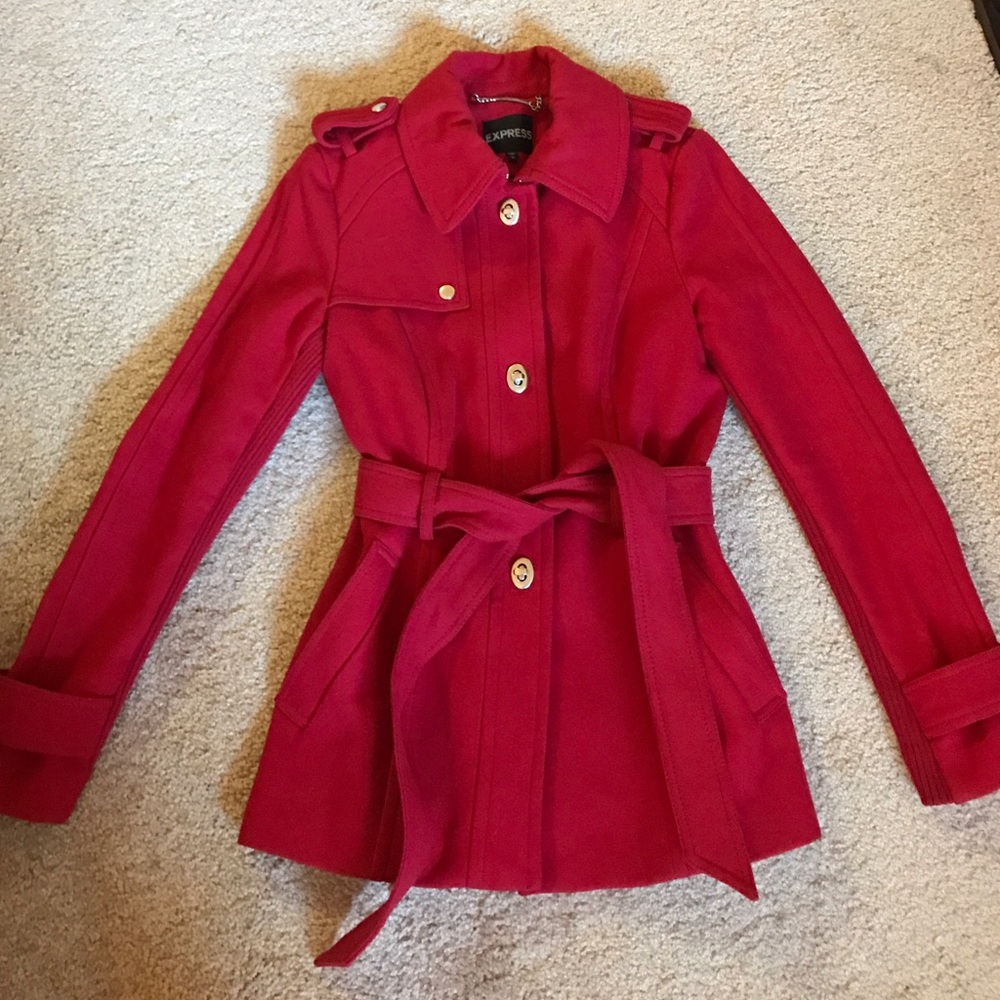 Express Red Wool Blend Trench Coat ❤️