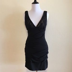 SALE! Black bodycon dress lace top