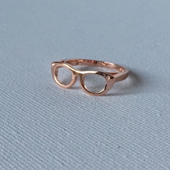 Rose Gold Plated Sterling Silver Glasses Ring - Picture 2 of 6