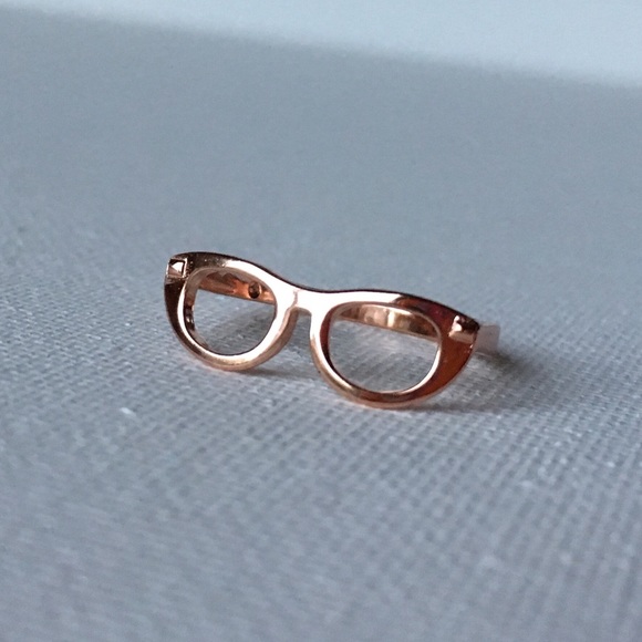 Rose Gold Plated Sterling Silver Glasses Ring - Picture 3 of 6