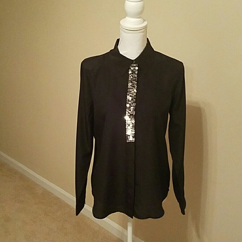 Classy Black Sequin Blouse