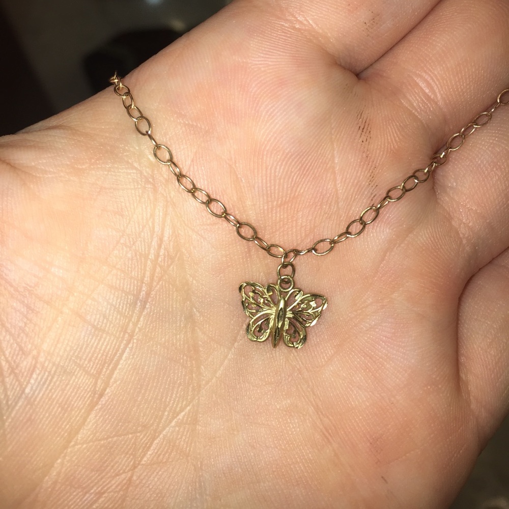 14 K gold butterfly anklet