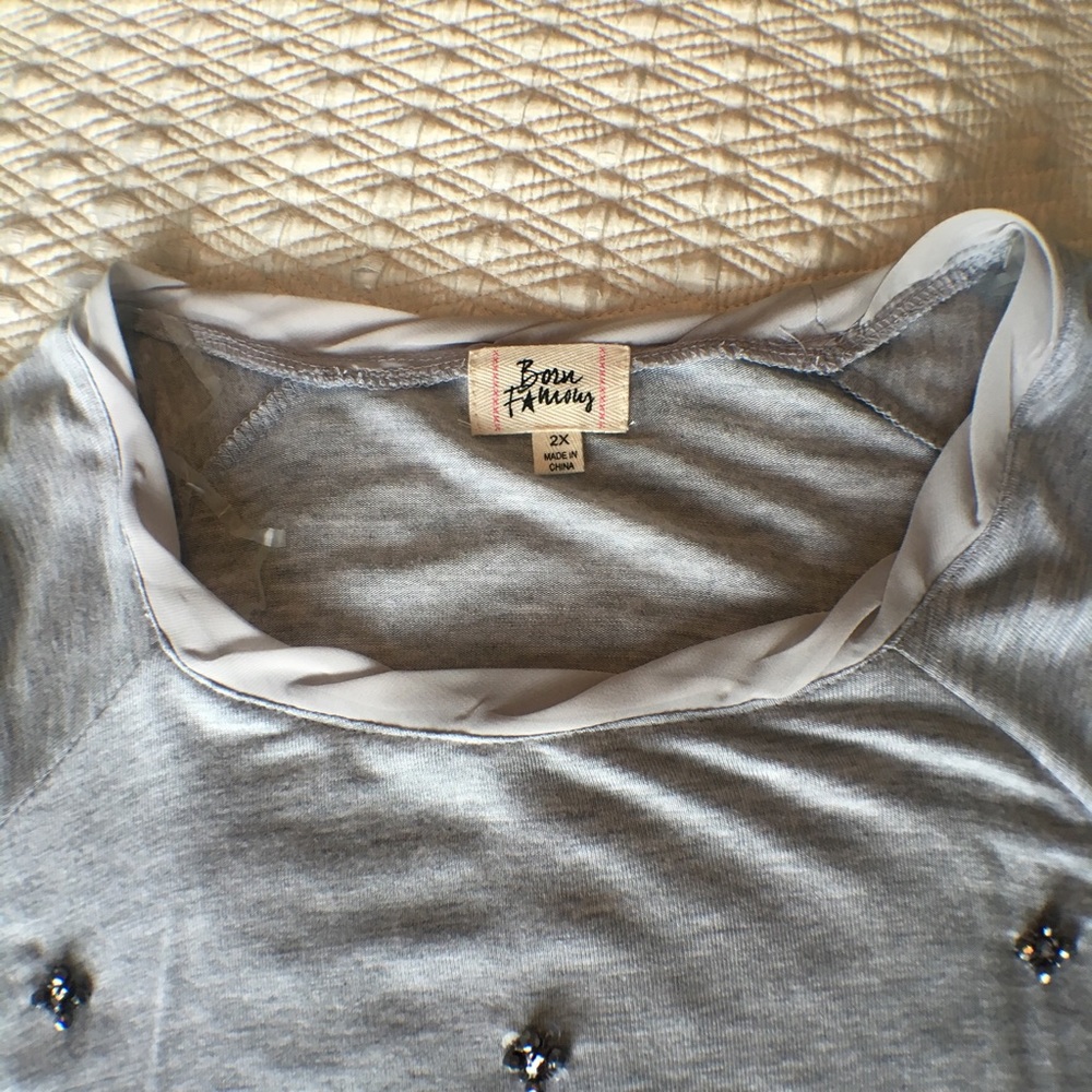 2X gray sparkle t-shirt