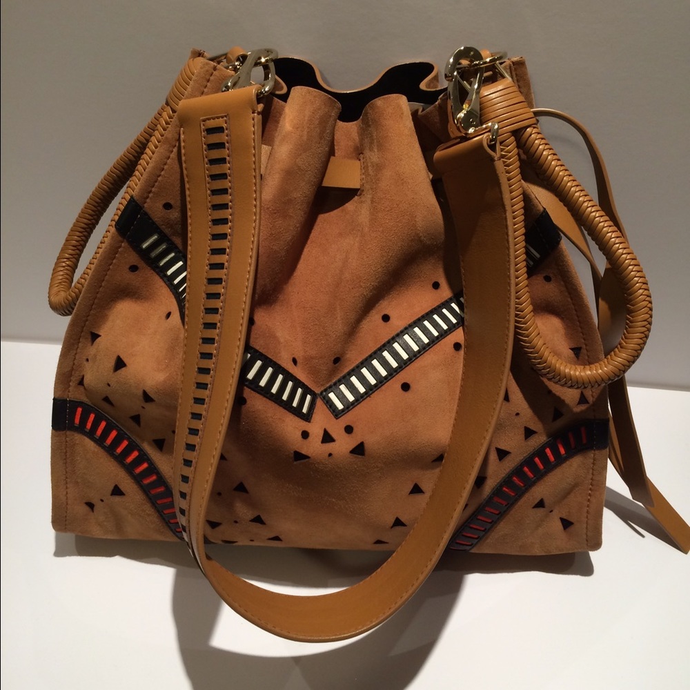 New Tamara Mellon Kiss Perforated Suede Hobo - Picture 2 of 6