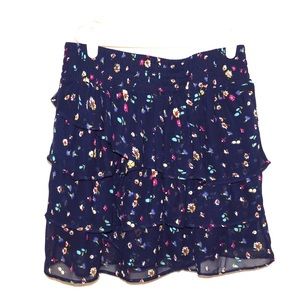 American eagle navy blue floral ruffle skirt