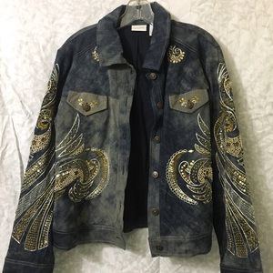 Chico's jean jacket Sz: 2 embellished