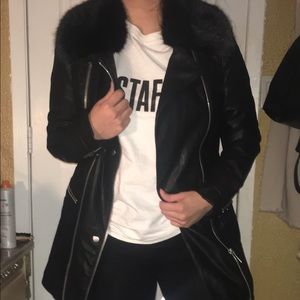Faux fur leather jacket