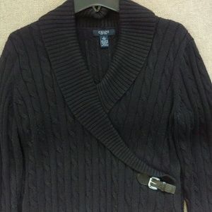 Chaps Black Cable Knit Sweater Dress L