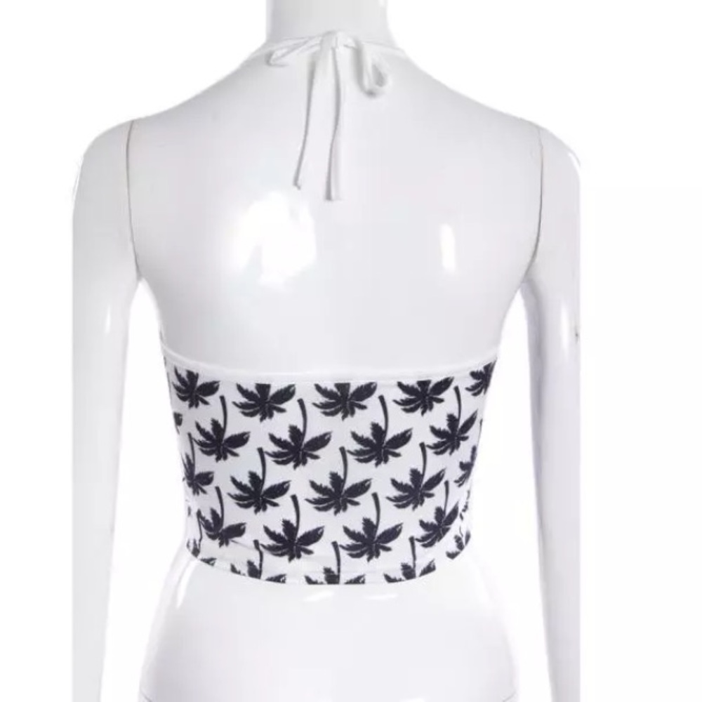 Palm Tree Halter Crop Top Tank - Picture 3 of 3