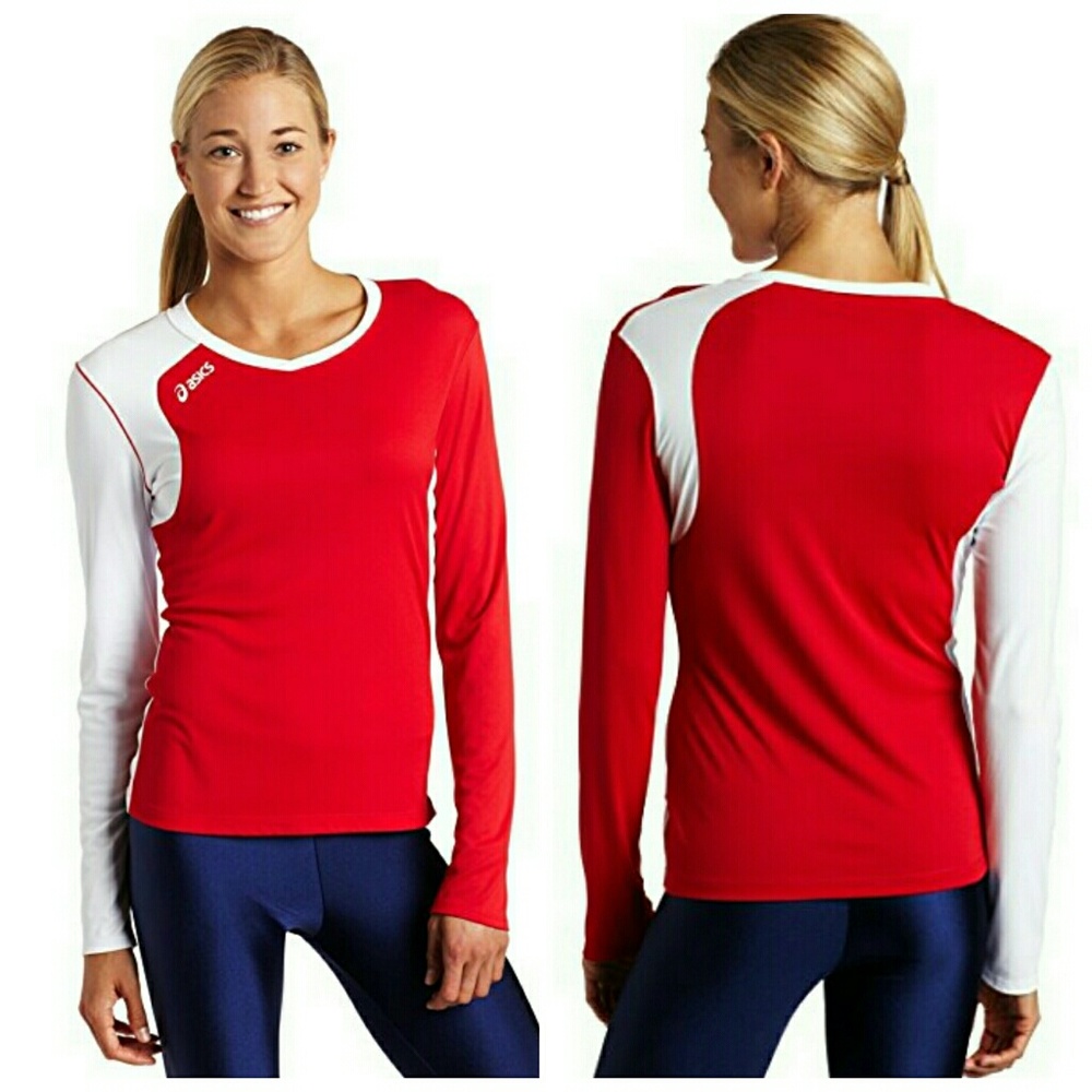 ASICS NWOT Long Sleeve Red & White Jersey