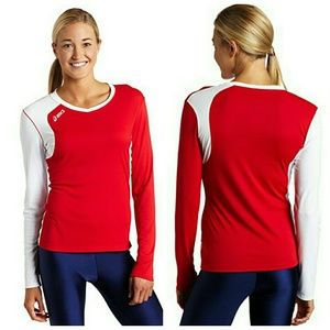 ASICS NWOT Long Sleeve Red & White Jersey