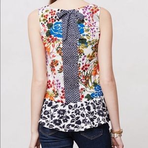 B&W Anthropologie flower peplum top