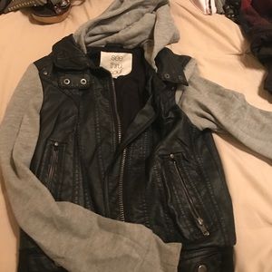Leather and sweatshirt jacket