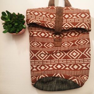 Aztec Print Fold Over Backpack