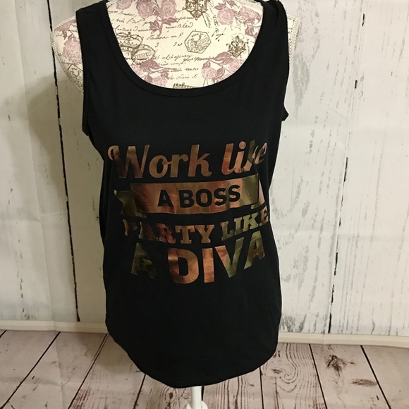 Work Like a Boss Graphic Tank in Rose Gold [TO-58] - Picture 3 of 4